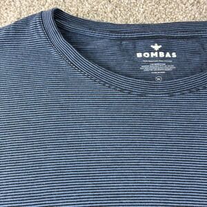 Bombas Mens XL Blue Striped Pima Cotton Short Sleeve Pocket Tee Shirt Casual